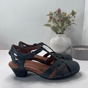 Cobb Hill Aubrey Leather T-Strap Heels Sandals Gray Women's 9B NWOB
